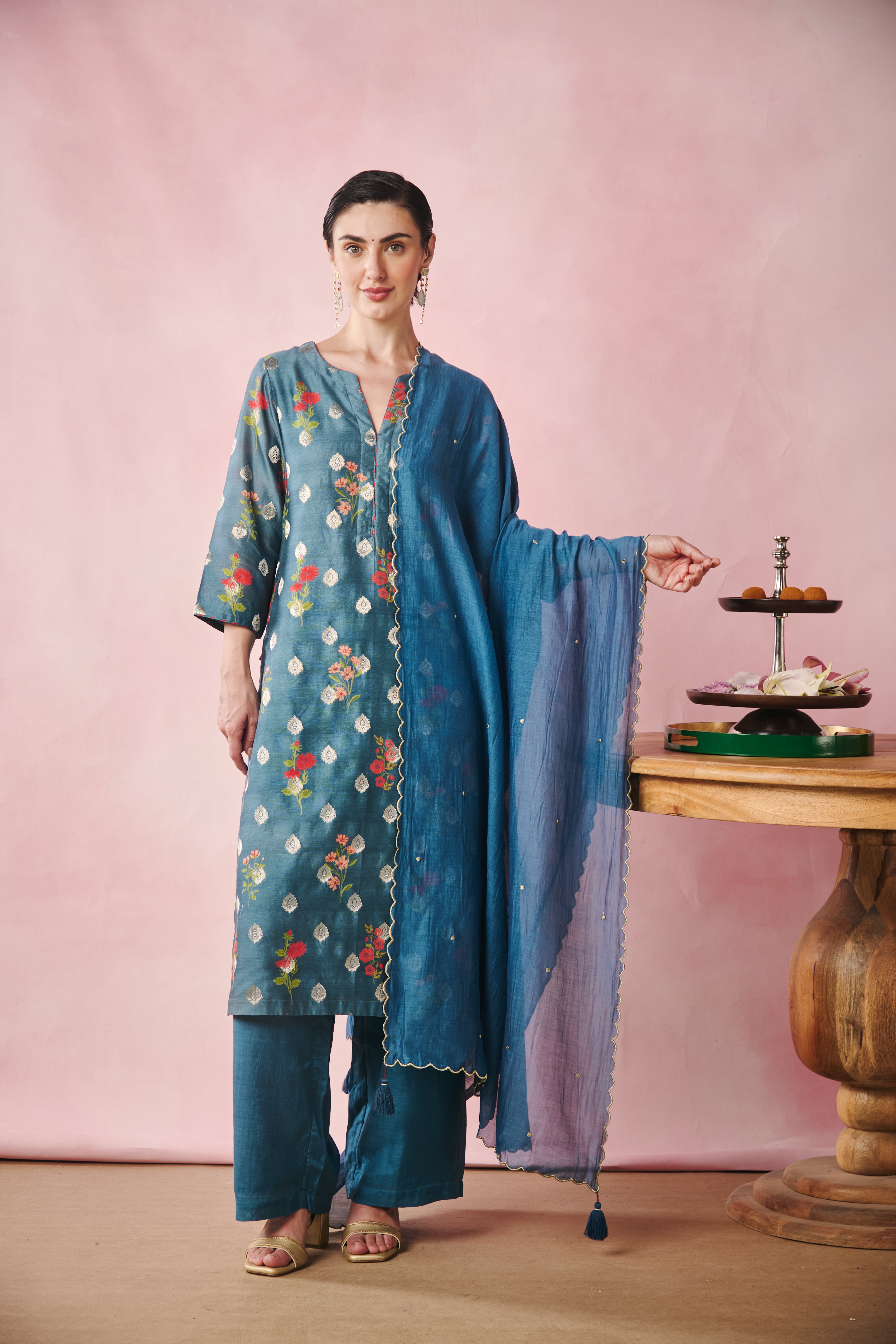 Chanderi Dupatta - Blue