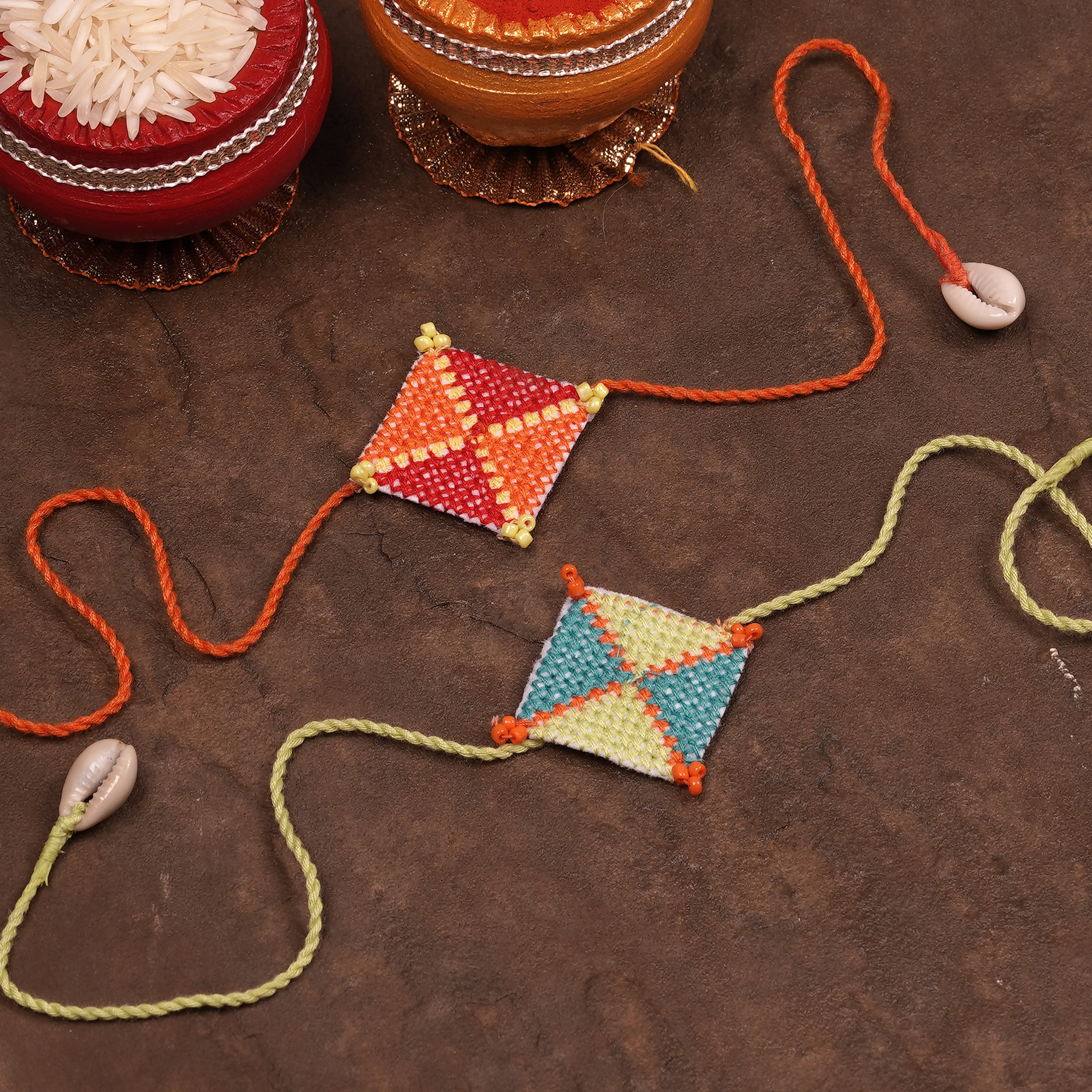 Cross Knot Rakhi Set of 2