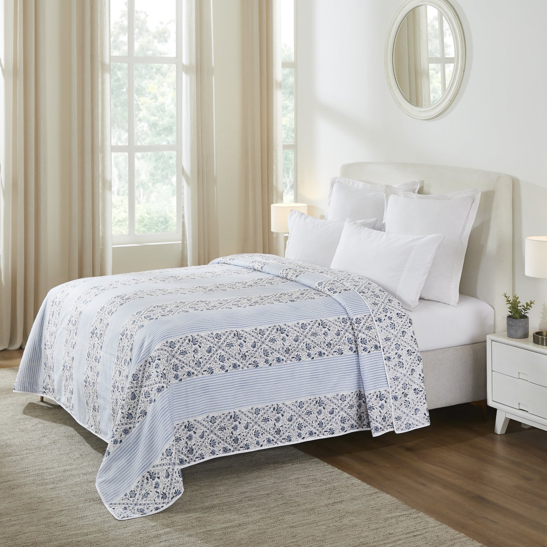 Lattice Garden Cotton Dohar – Blue