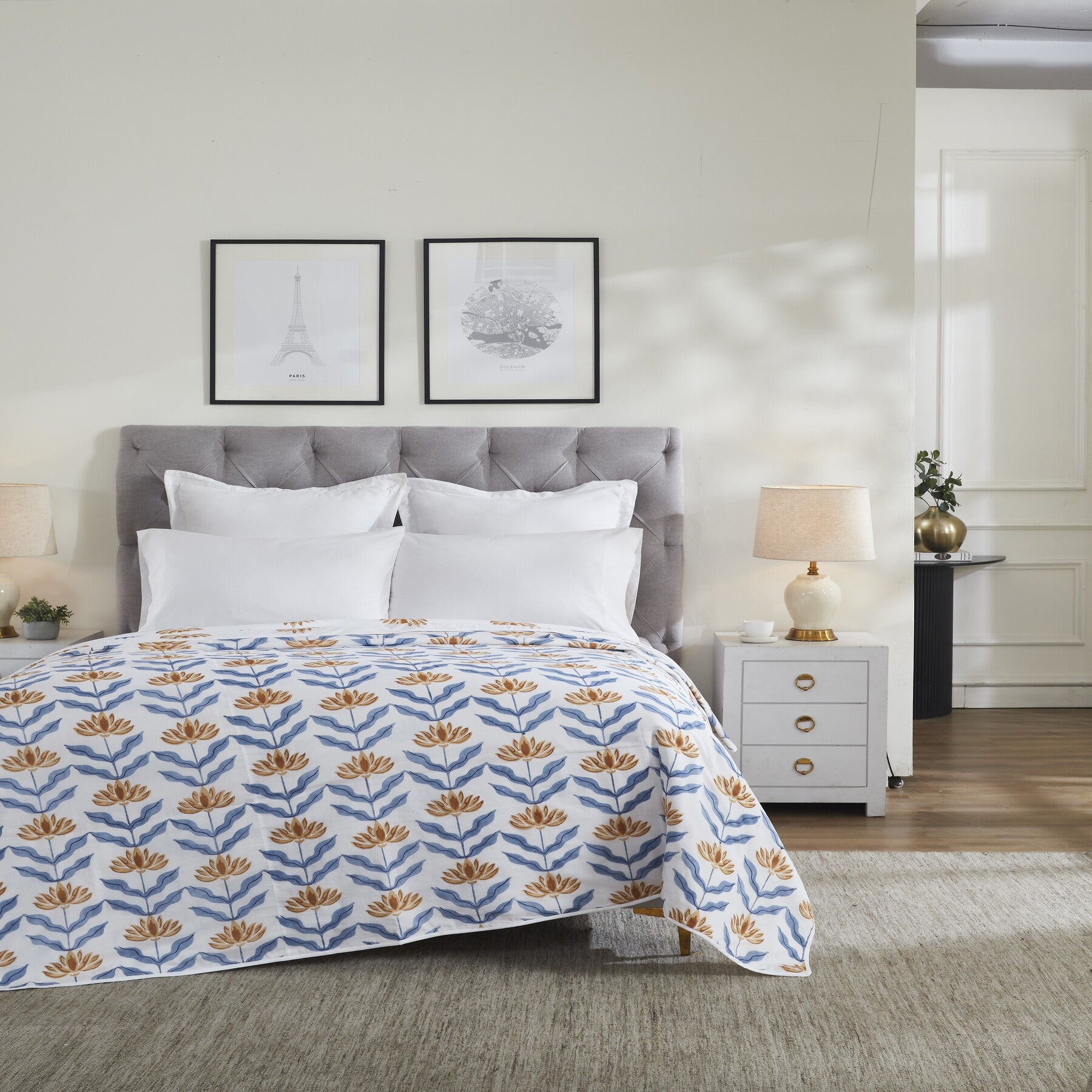 Sol Cotton Dohar-Blue/Mustard