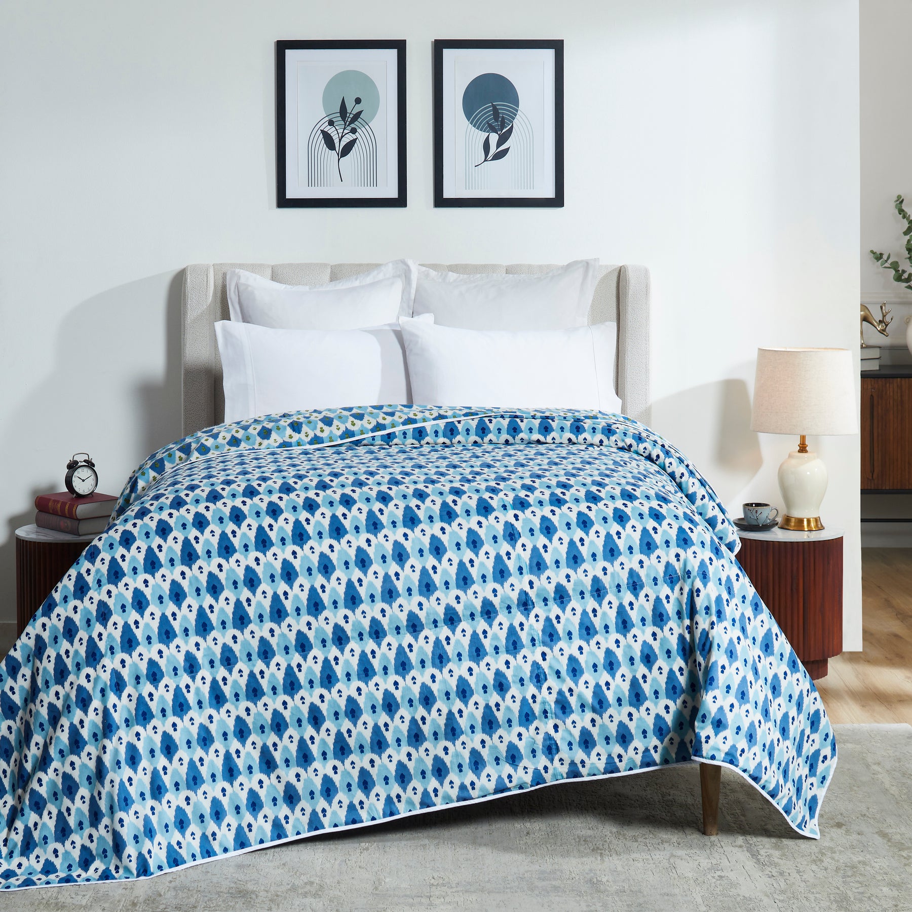 Ikat Cotton Dohar-Blue/Green