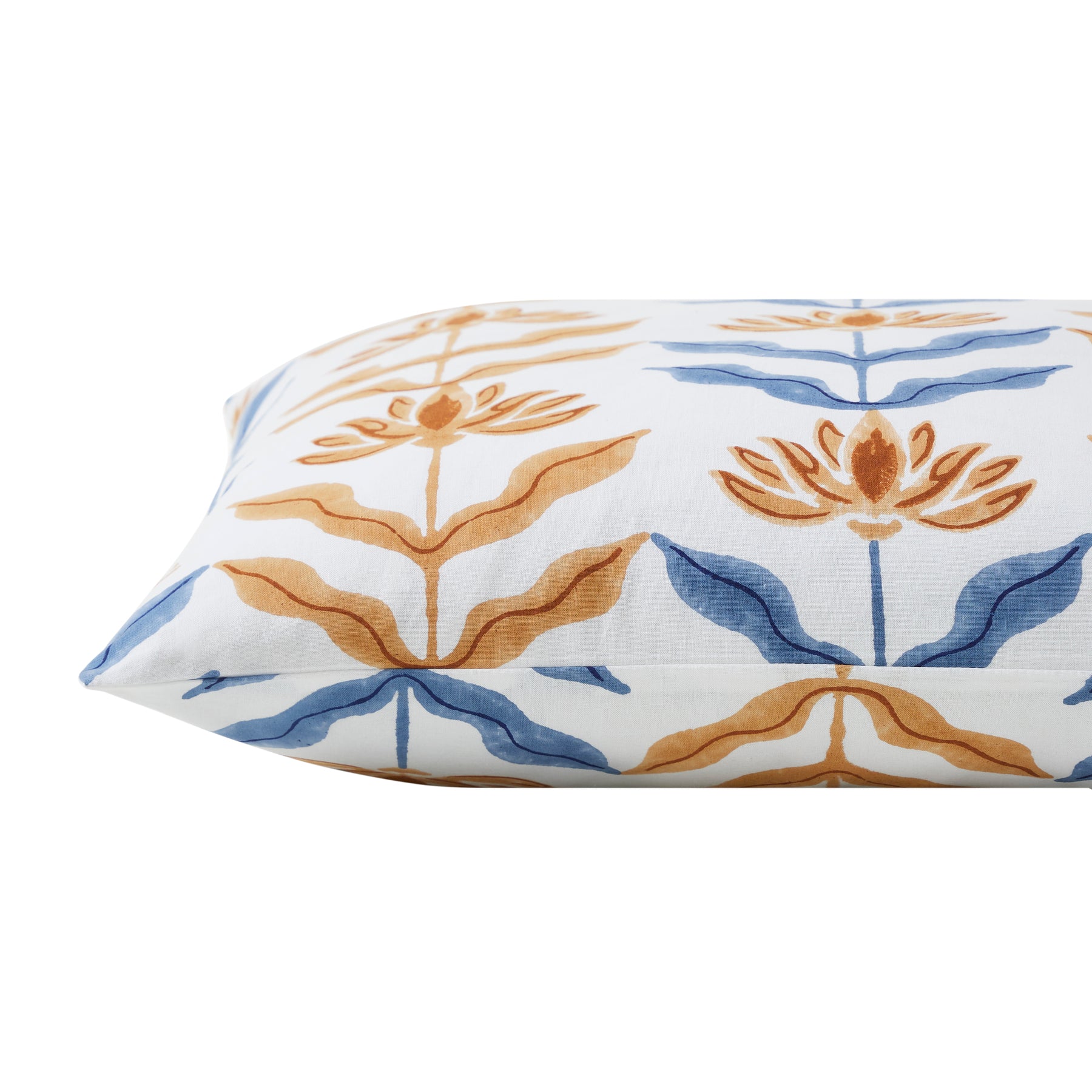 Sol Cotton Cushion Cover – Blue/Mustard