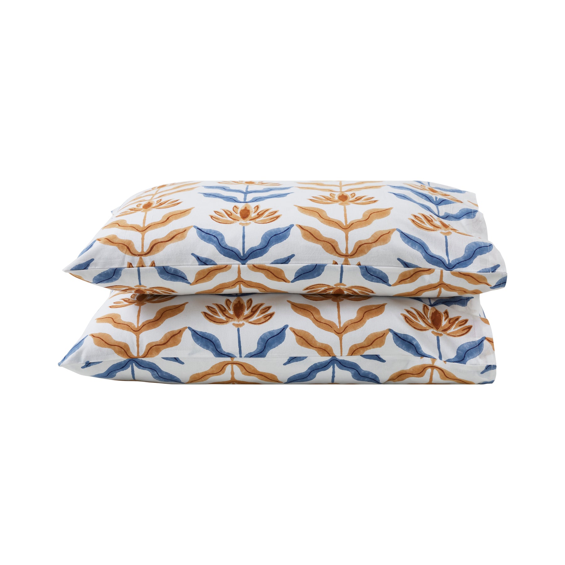 Sol Cotton Pillow Cover – Blue/Mustard