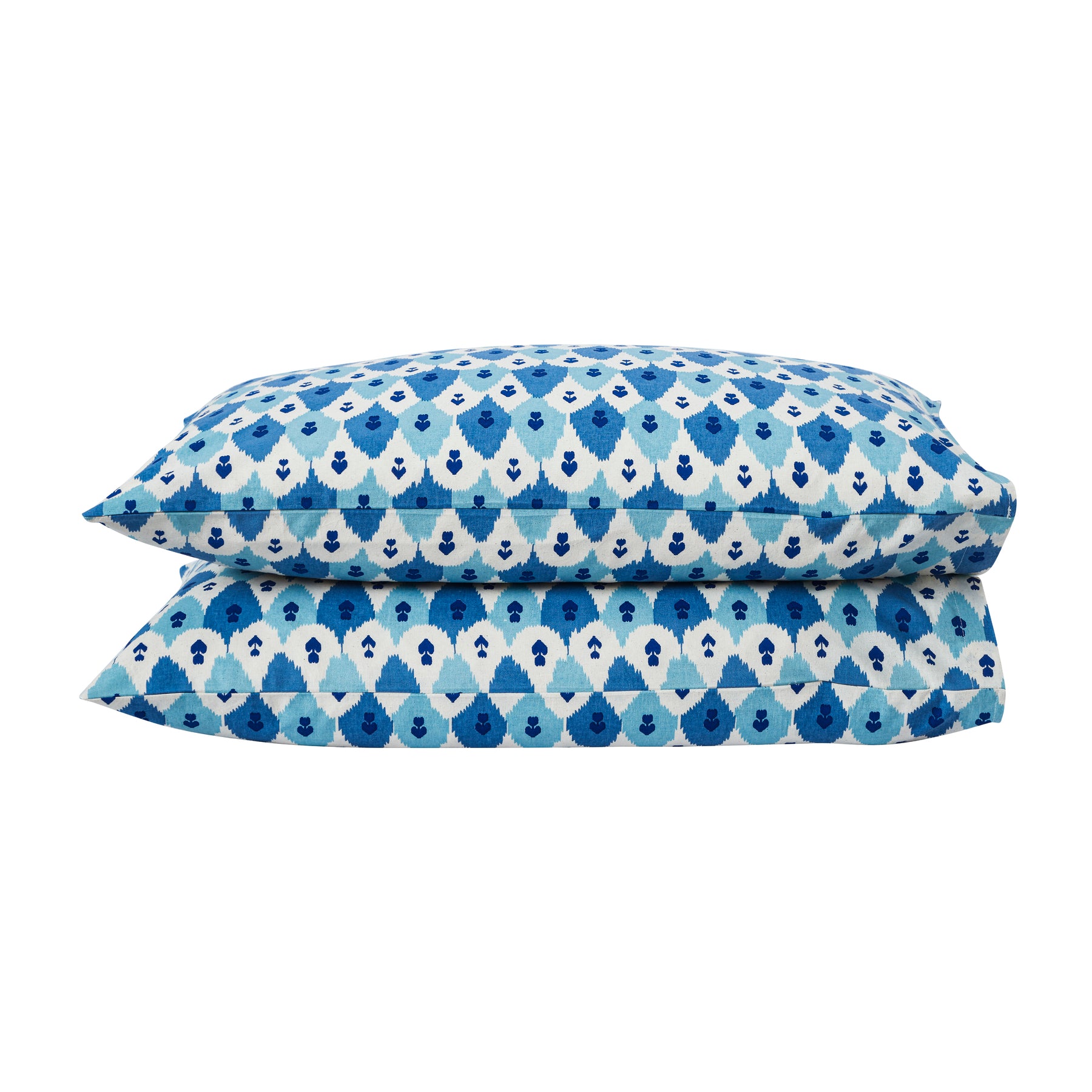 Ikat Cotton Pillow Cover – Blue/Green