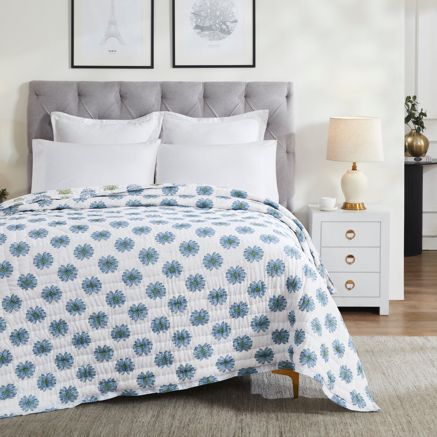 Luna Extra Cotton Quilt-Blue/Green