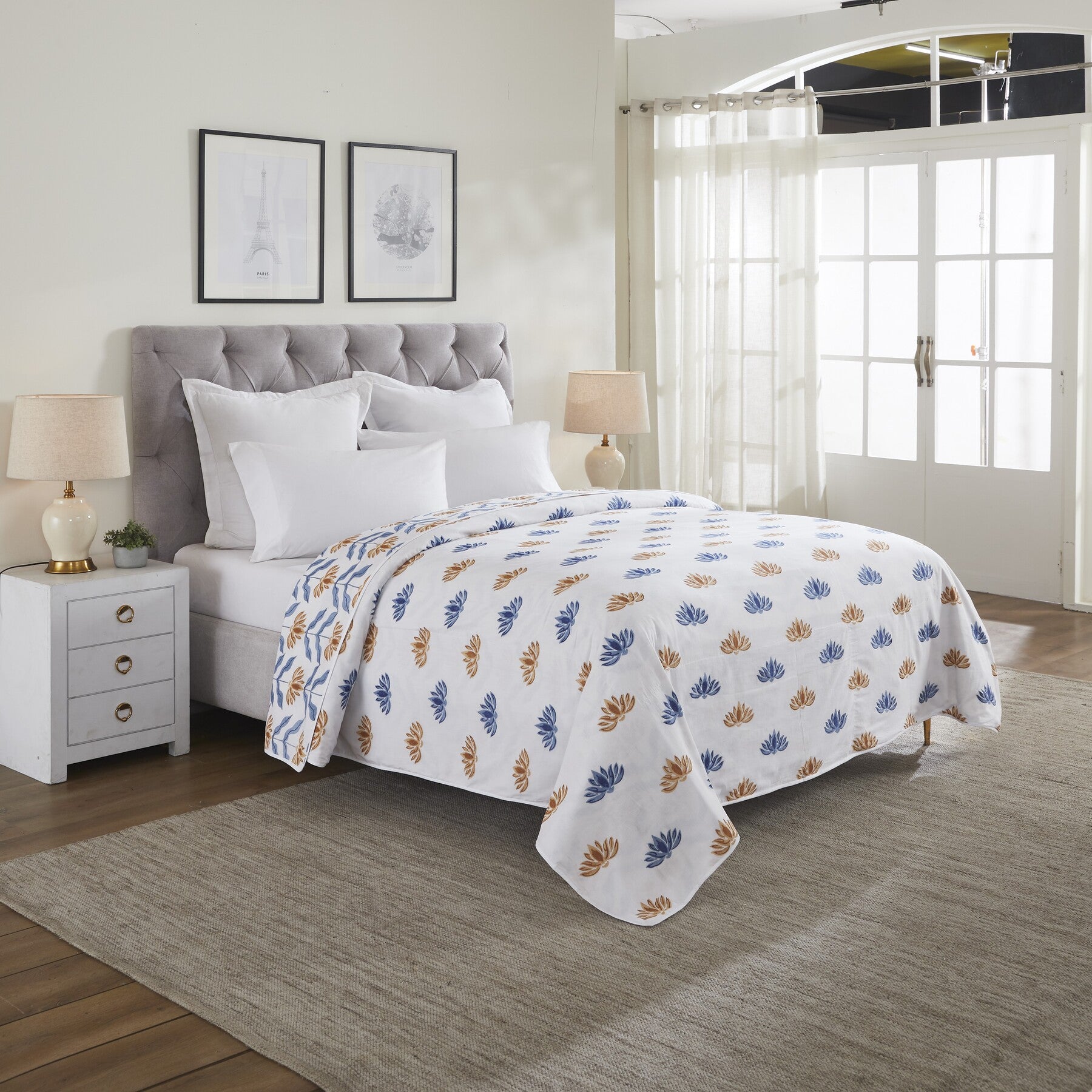 Sol Cotton Dohar-Blue/Mustard