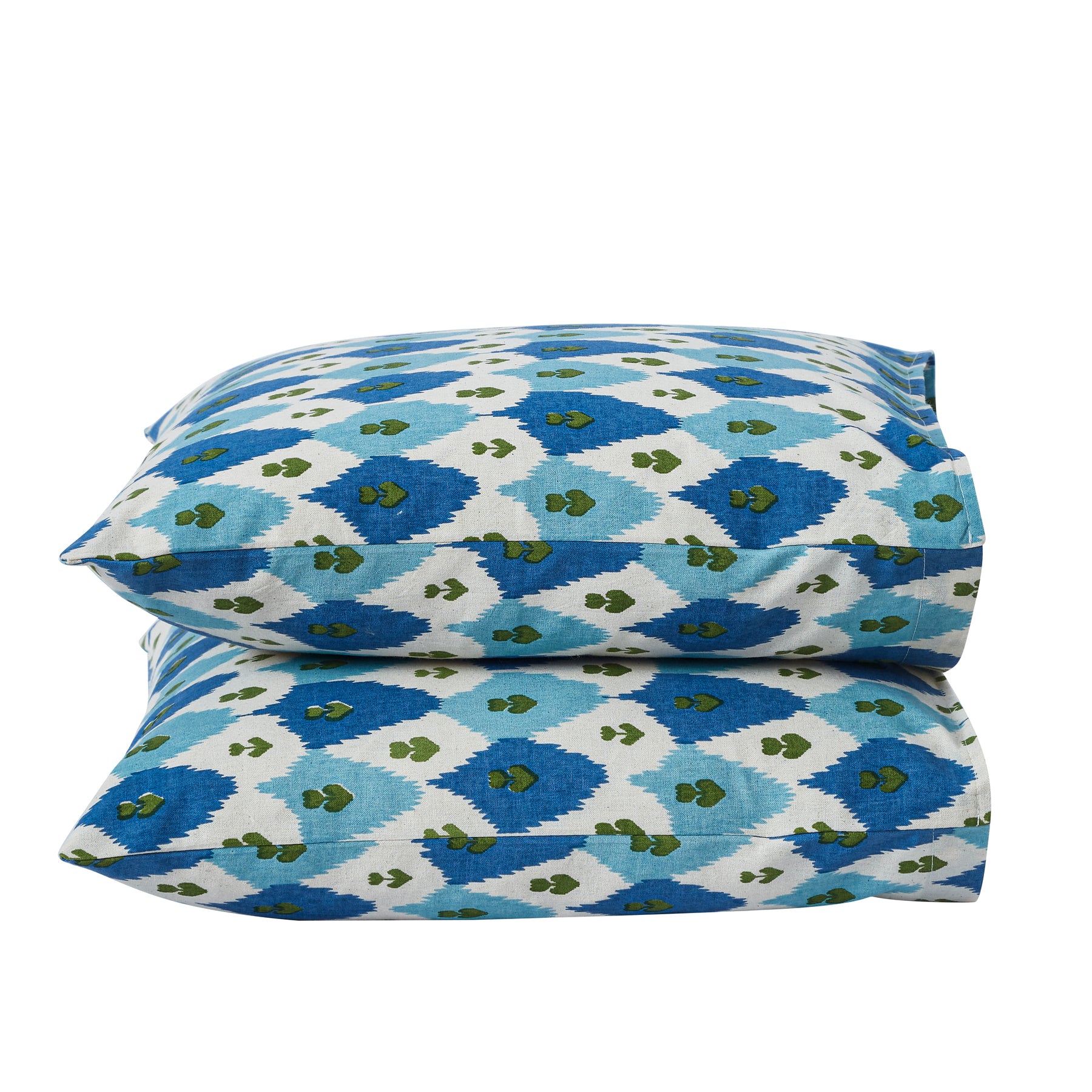 Ikat Cotton Cushion Cover – Blue/Green
