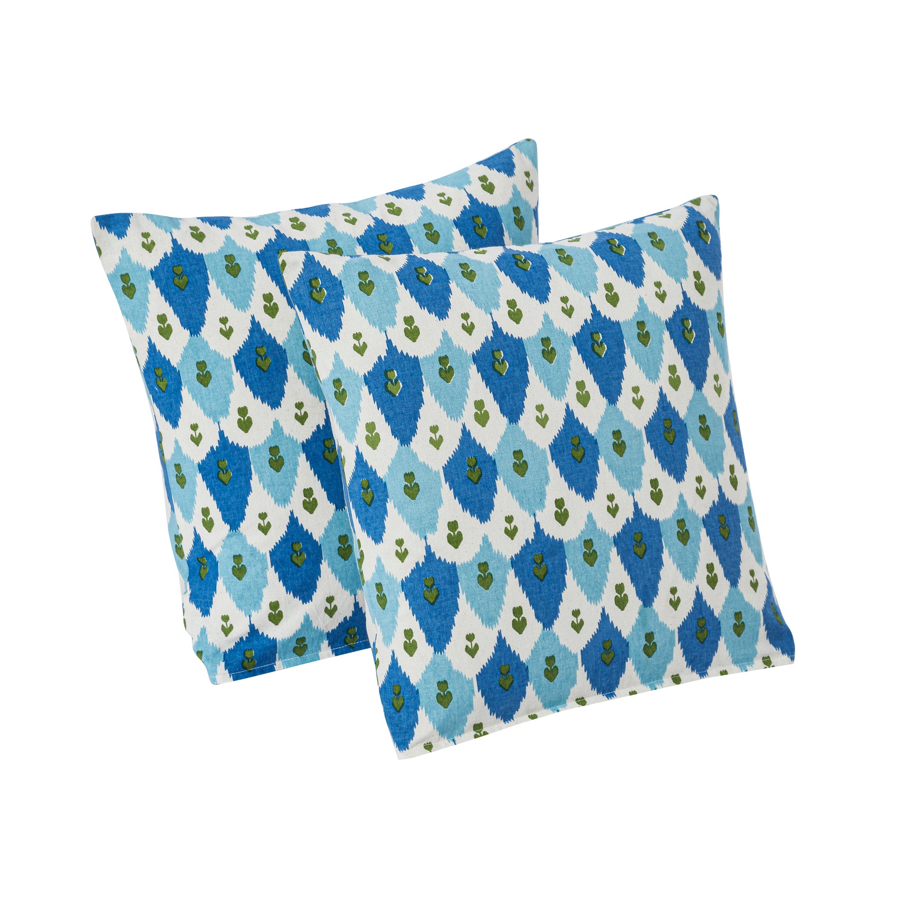 Ikat Cotton Cushion Cover – Blue/Green