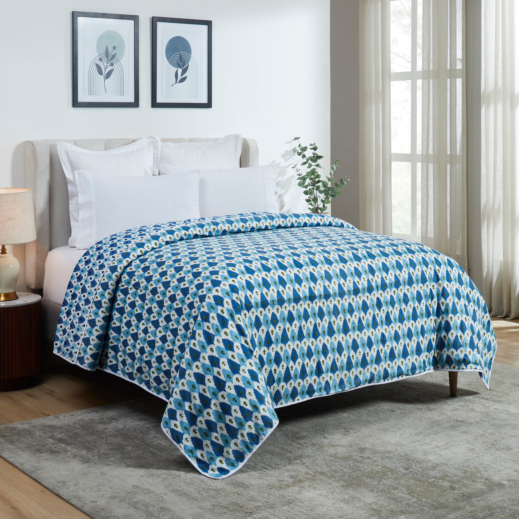 Ikat Cotton Dohar-Blue/Green