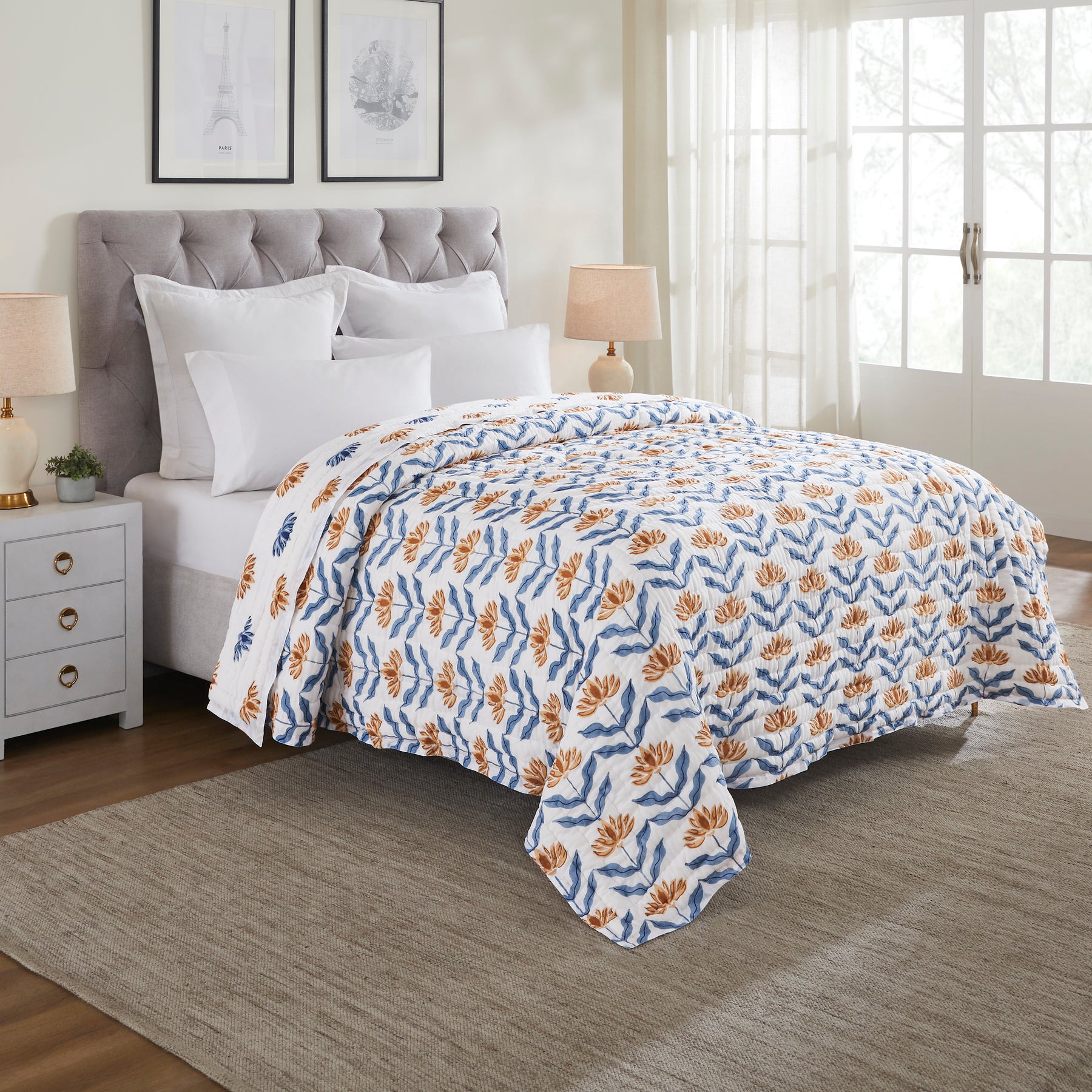 Sol Extra Cotton Quilt-Blue/Mustard