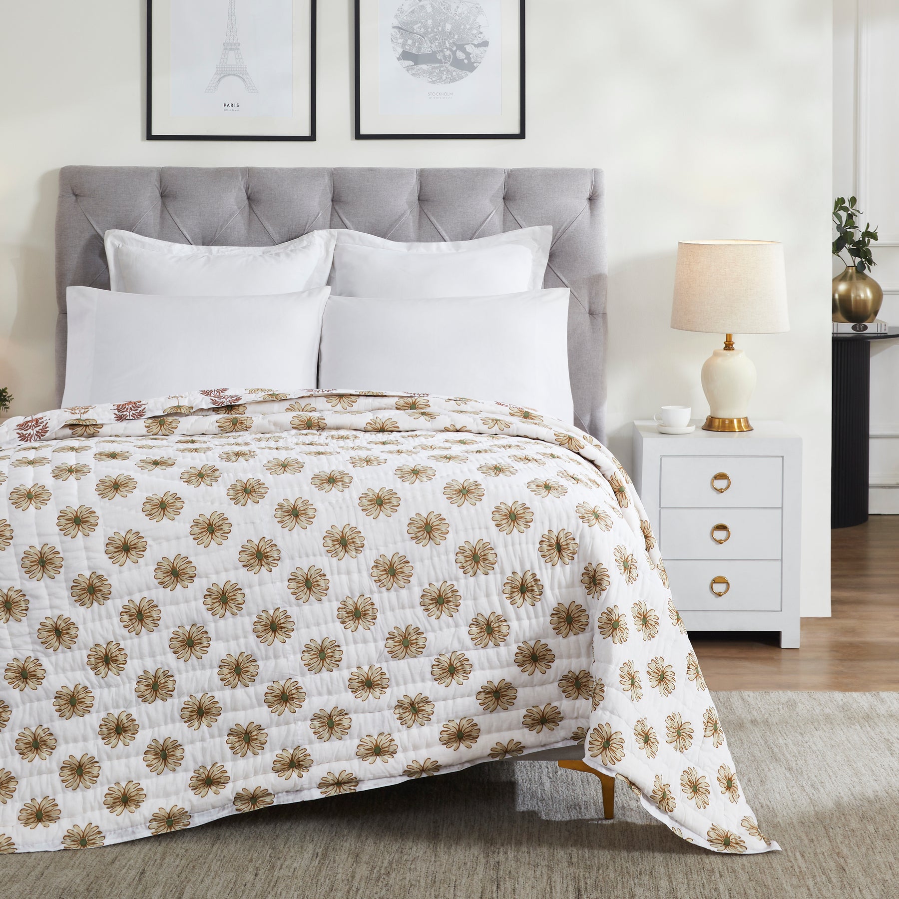 Luna Lightweight Cotton Quilt-Brown