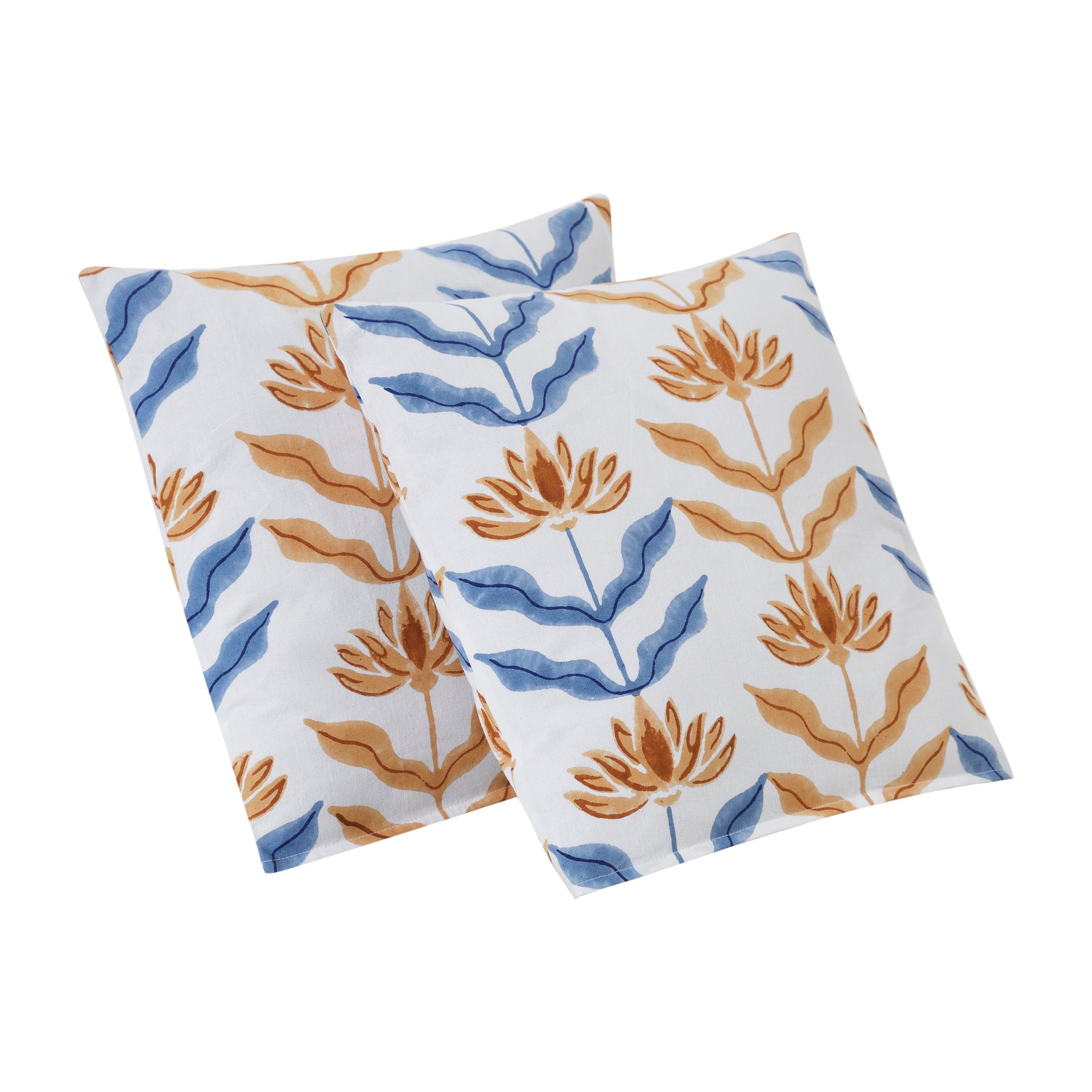 Sol Cotton Cushion Cover – Blue/Mustard