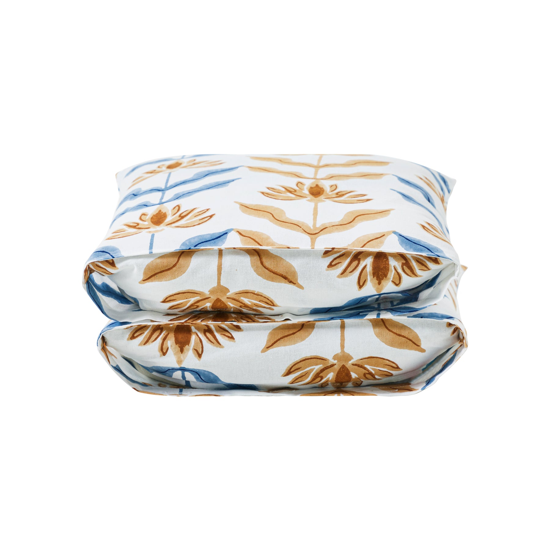 Sol Cotton Cushion Cover – Blue/Mustard