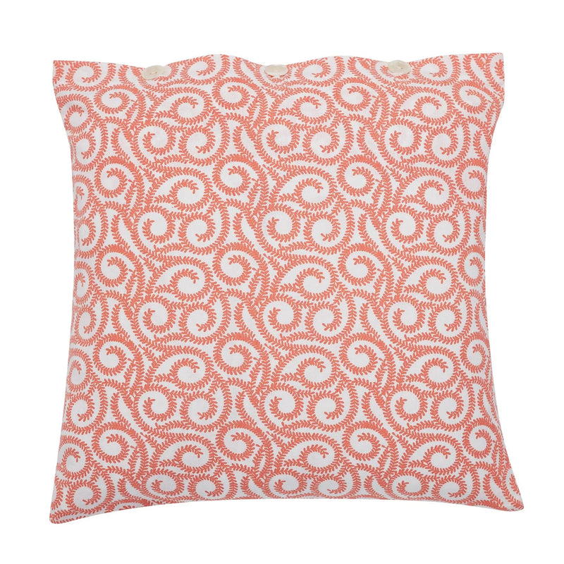 Chintz Garden Maroon Hand Screen Print Cotton Cushion Cover