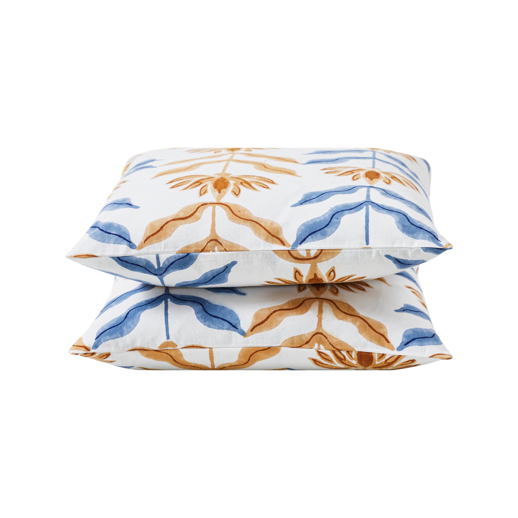 Sol Cotton Cushion Cover – Blue/Mustard