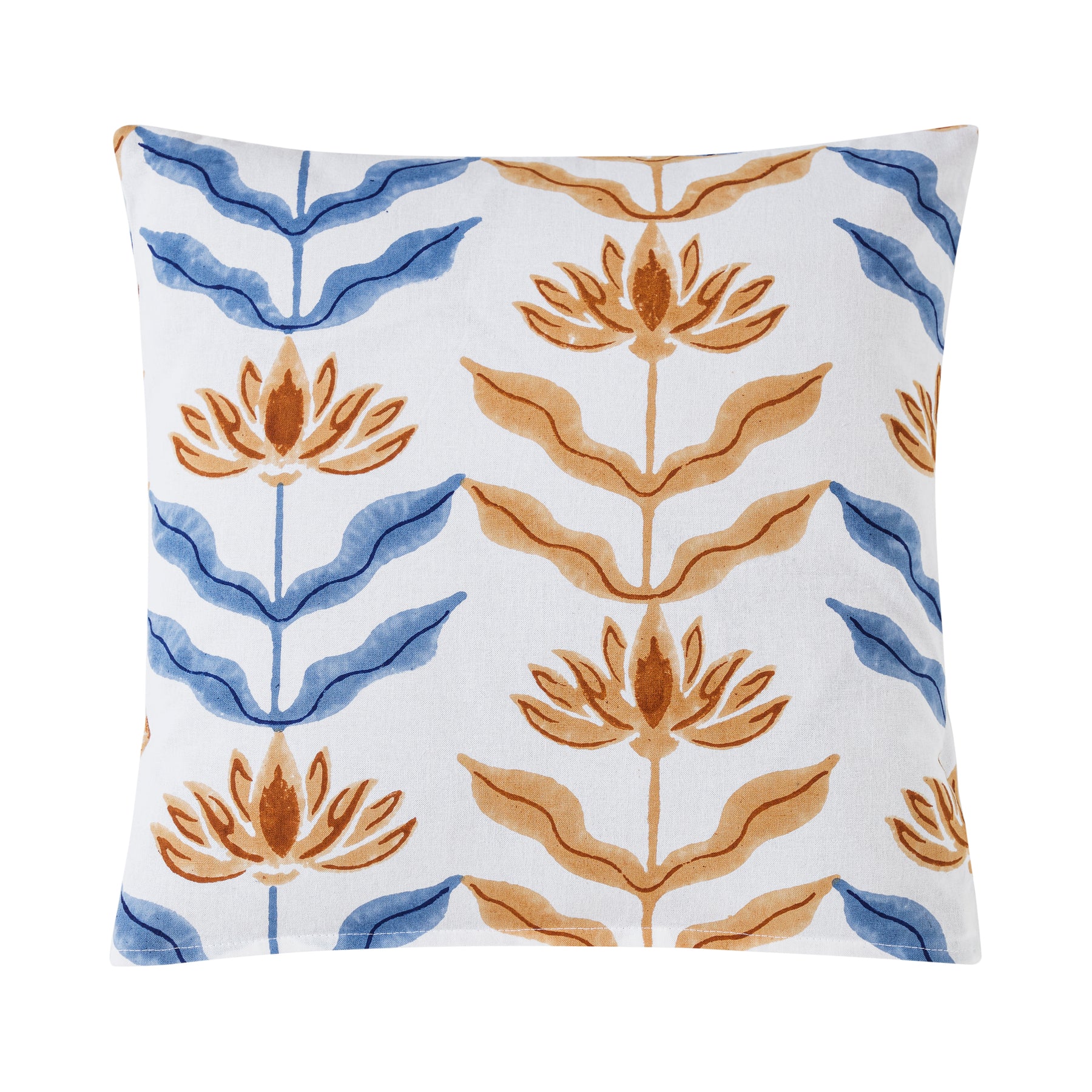 Sol Cotton Cushion Cover – Blue/Mustard