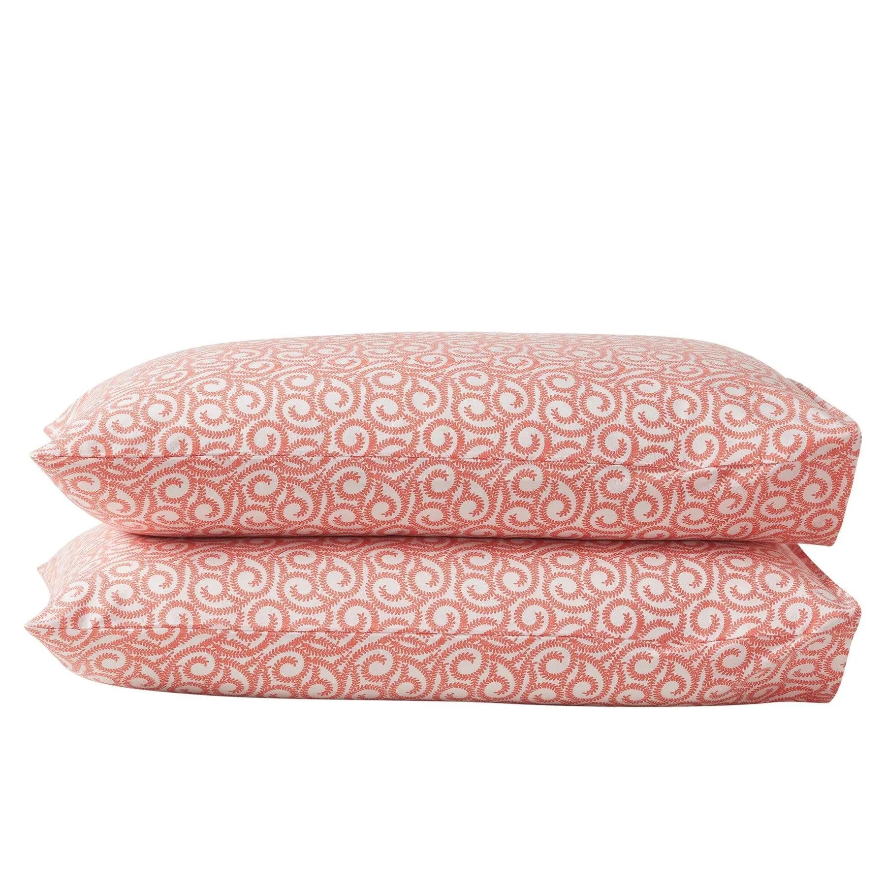 Chintz Garden Maroon Hand Screen Print Cotton Pillow Cover