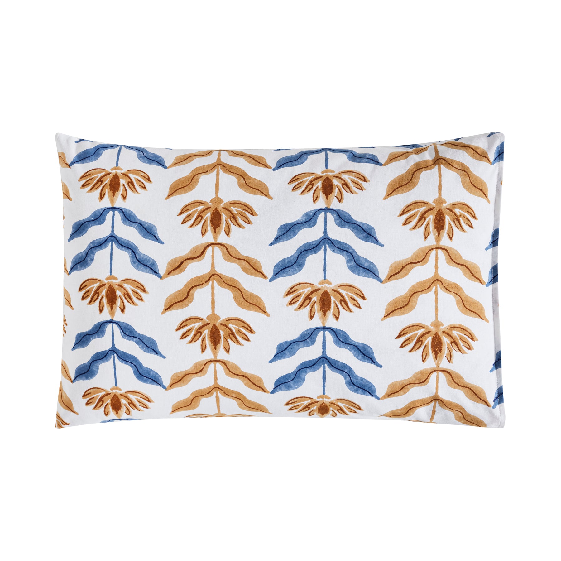 Sol Cotton Pillow Cover – Blue/Mustard