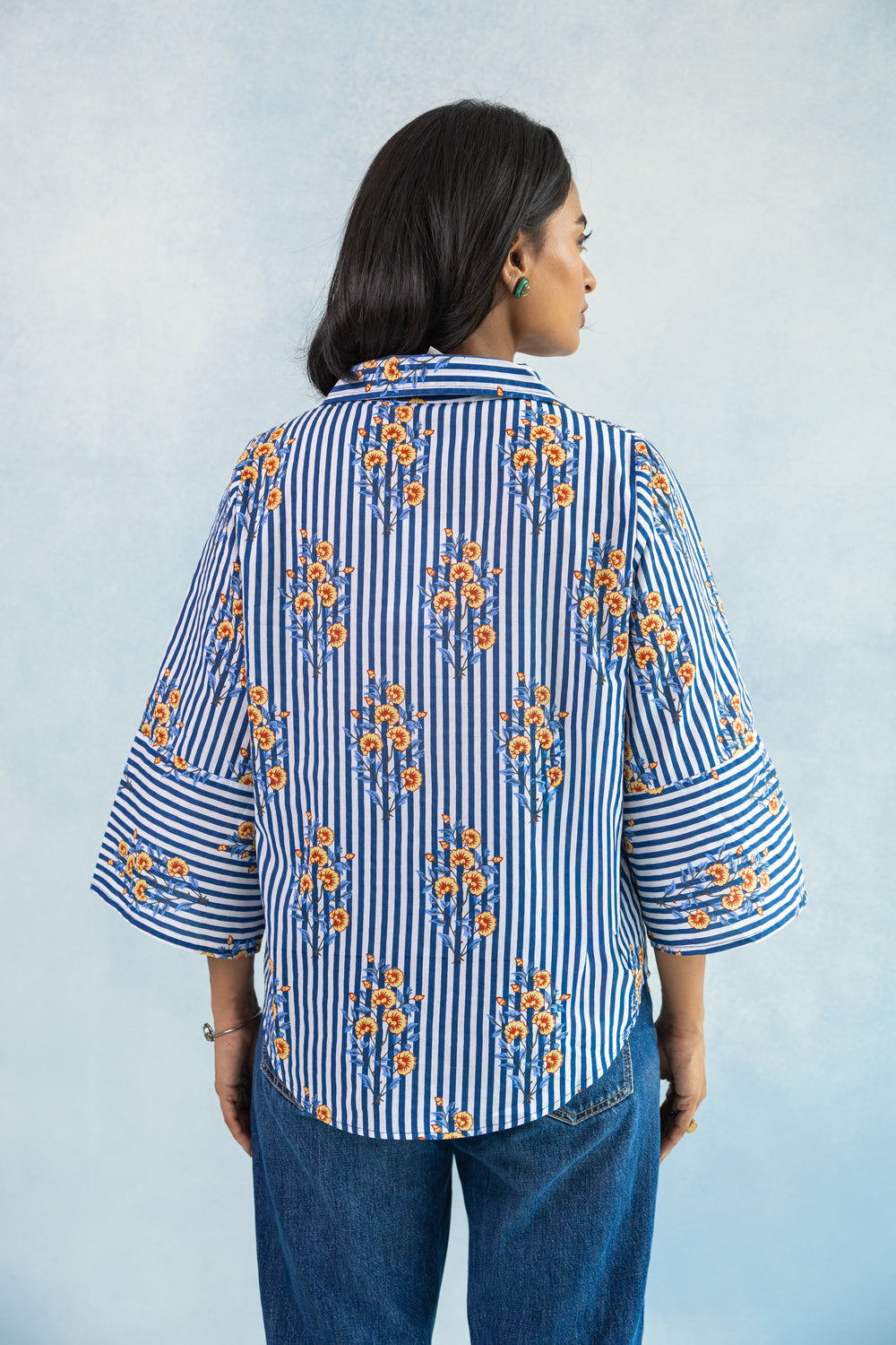 Loose Button Down Shirt – Blue