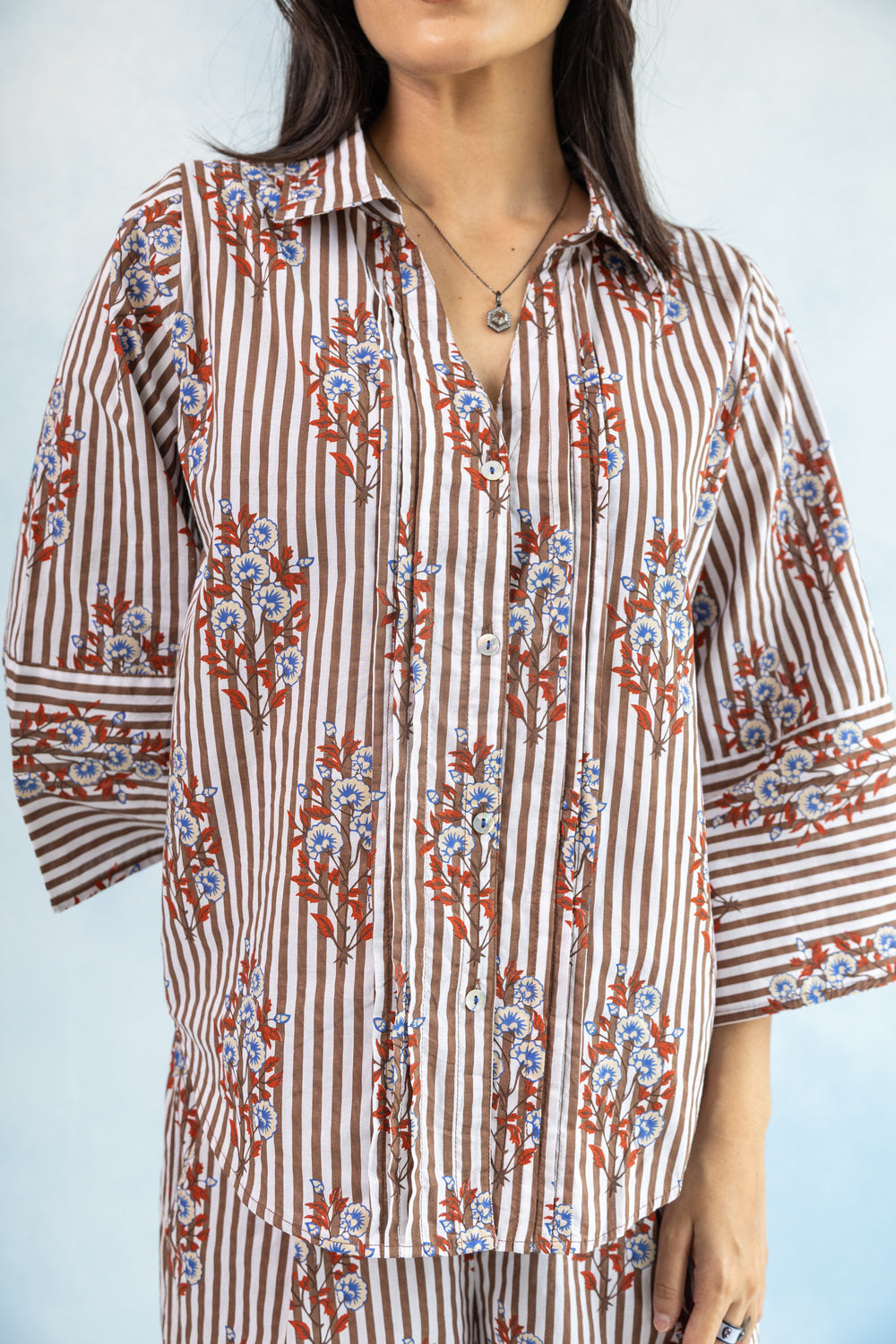 Loose Button Down Shirt – Brown