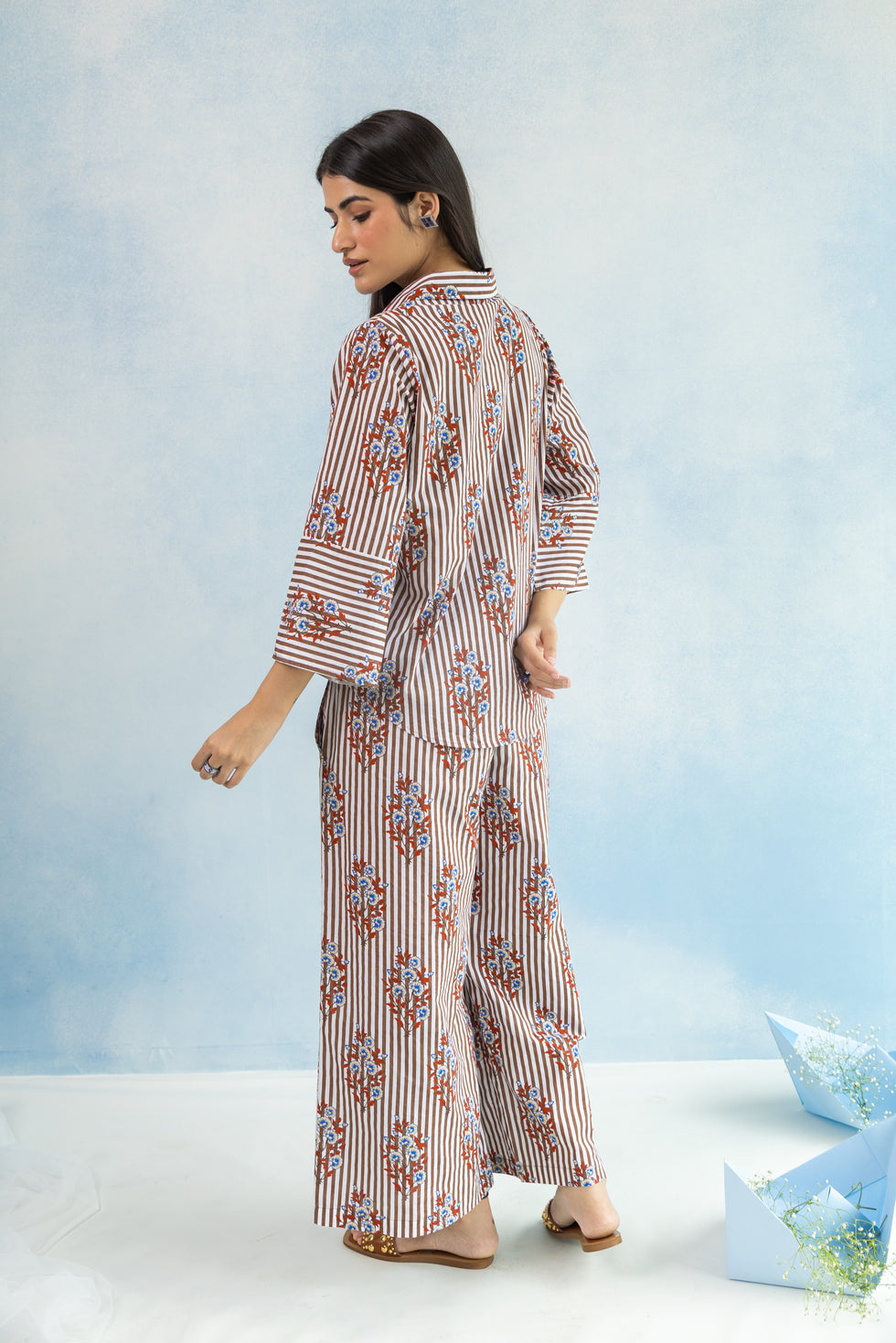 Floral Cotton Culotte Pants – Brown