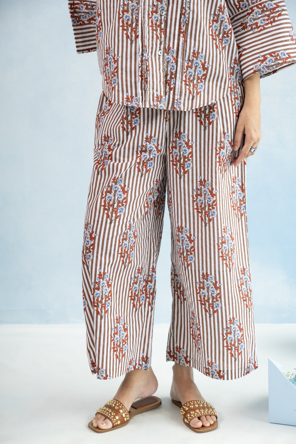 Floral Cotton Culotte Pants – Brown