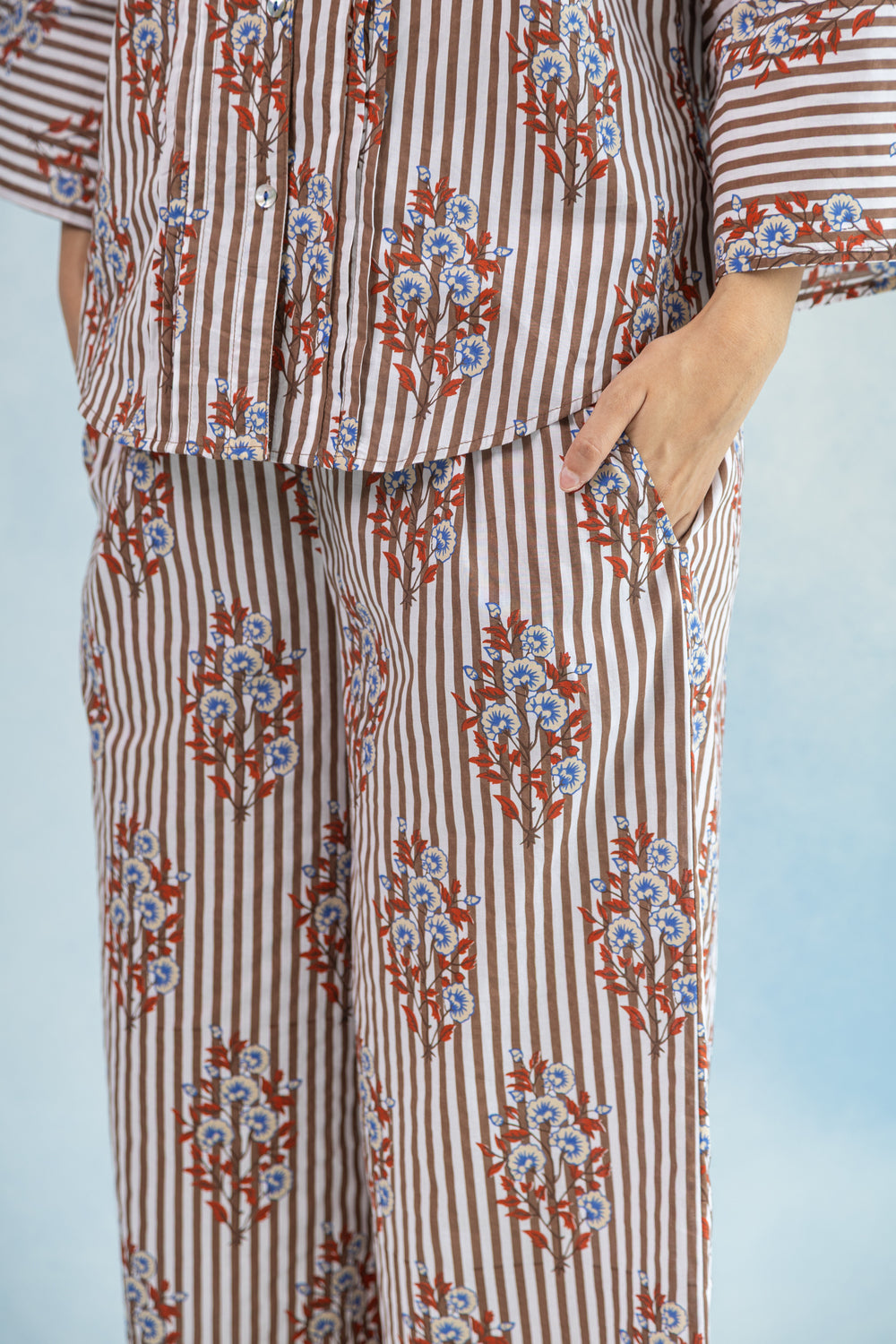 Floral Cotton Culotte Pants – Brown