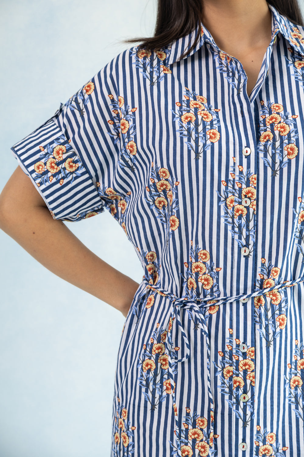 Hako Cotton Shirt Dress – Blue