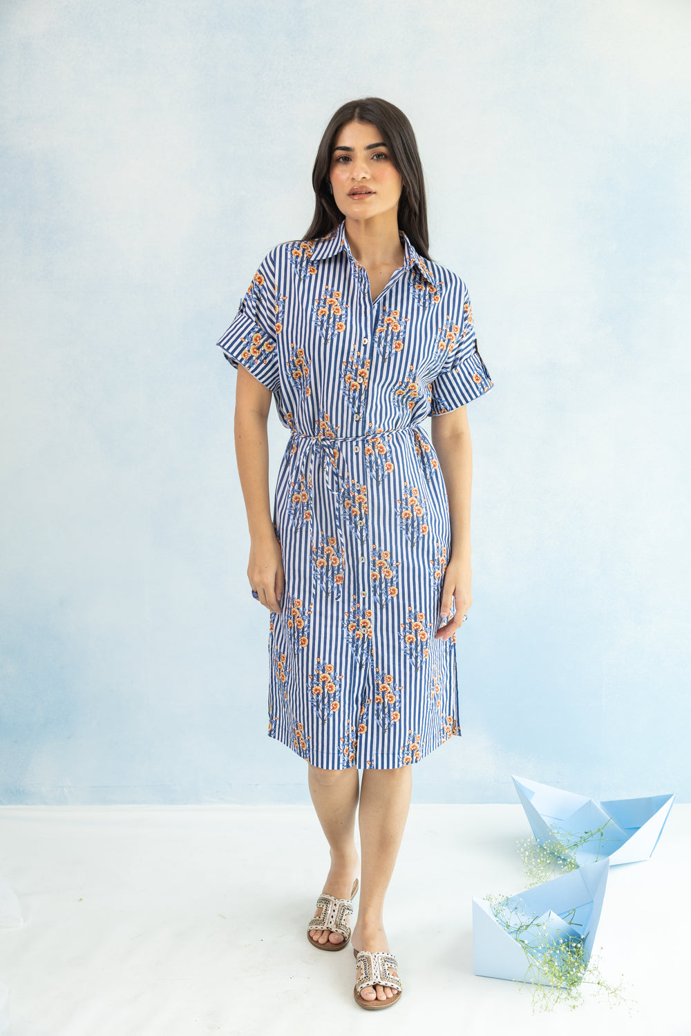 Hako Cotton Shirt Dress – Blue