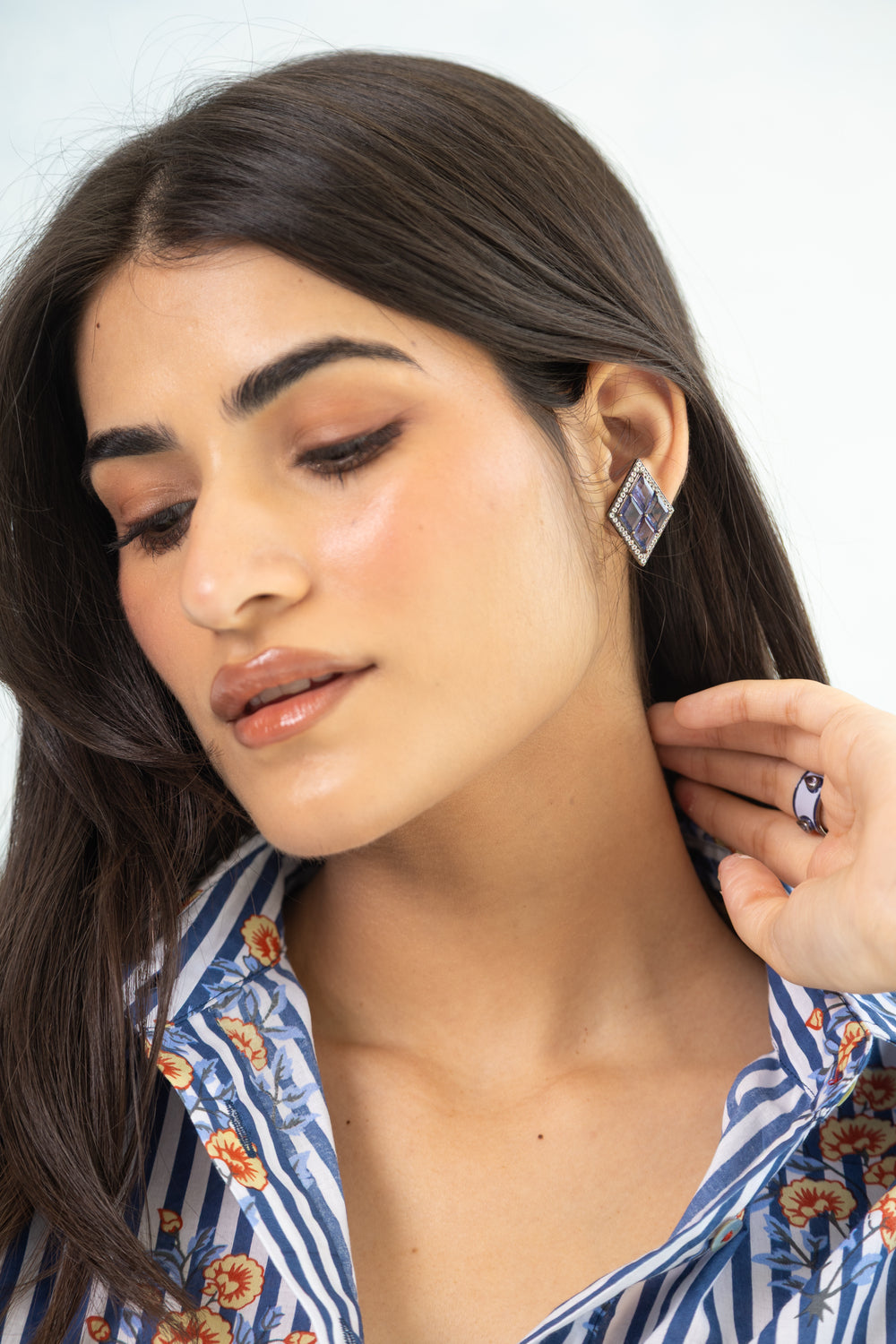 Loose Button Down Shirt – Blue