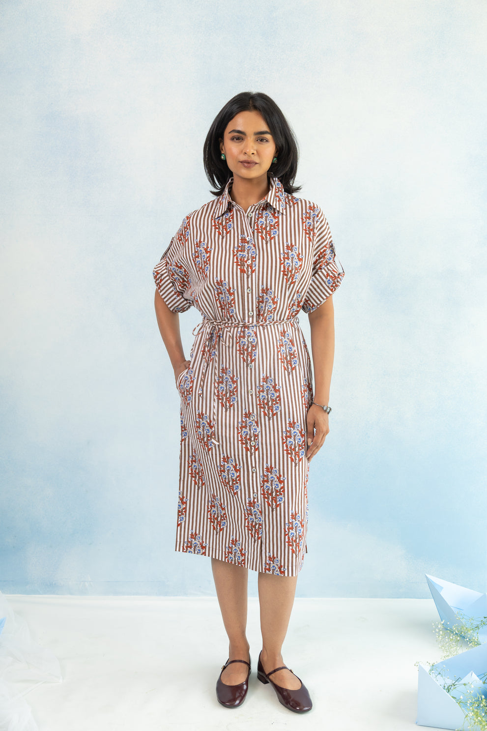 Hako Cotton Shirt Dress – Brown
