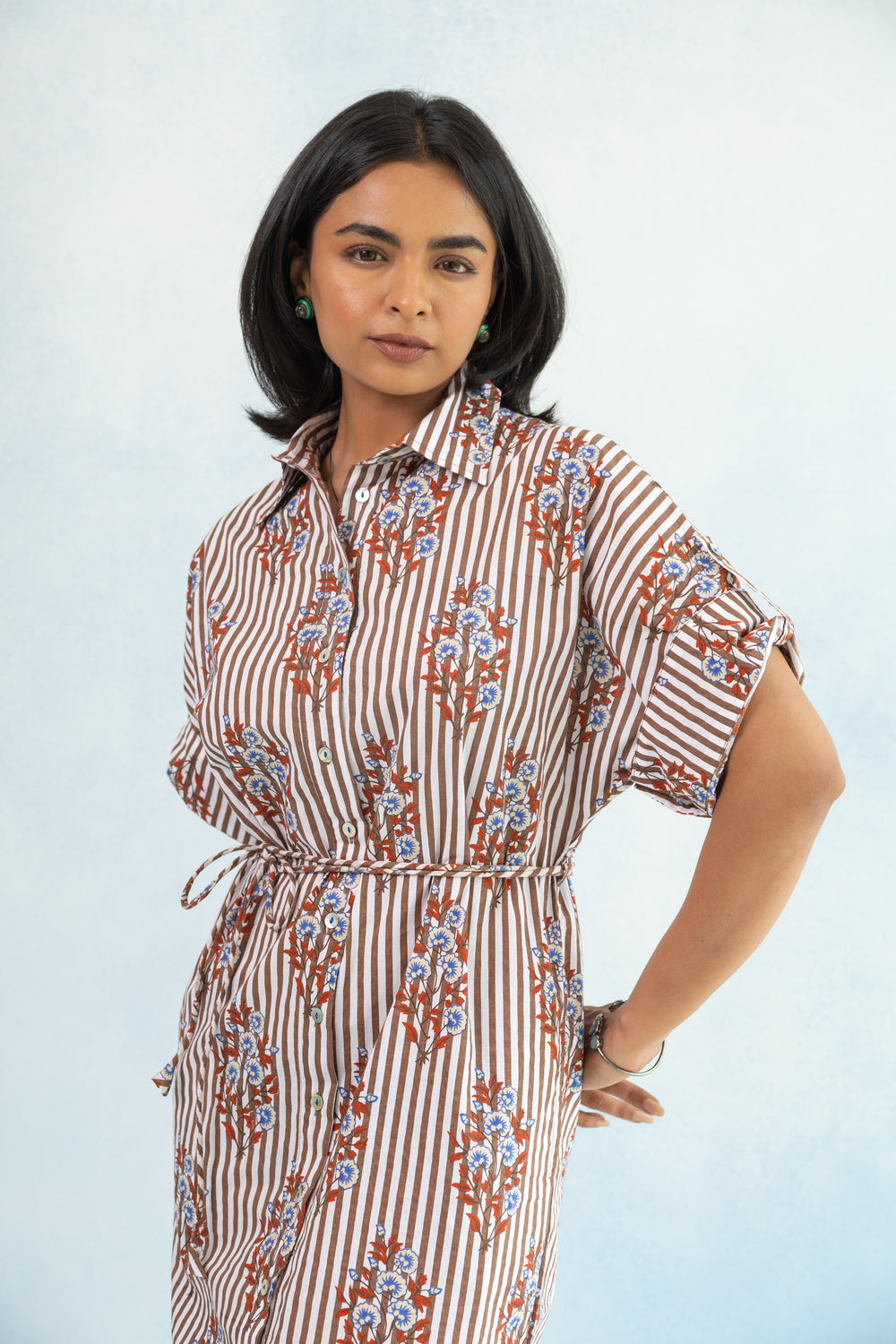 Hako Cotton Shirt Dress – Brown