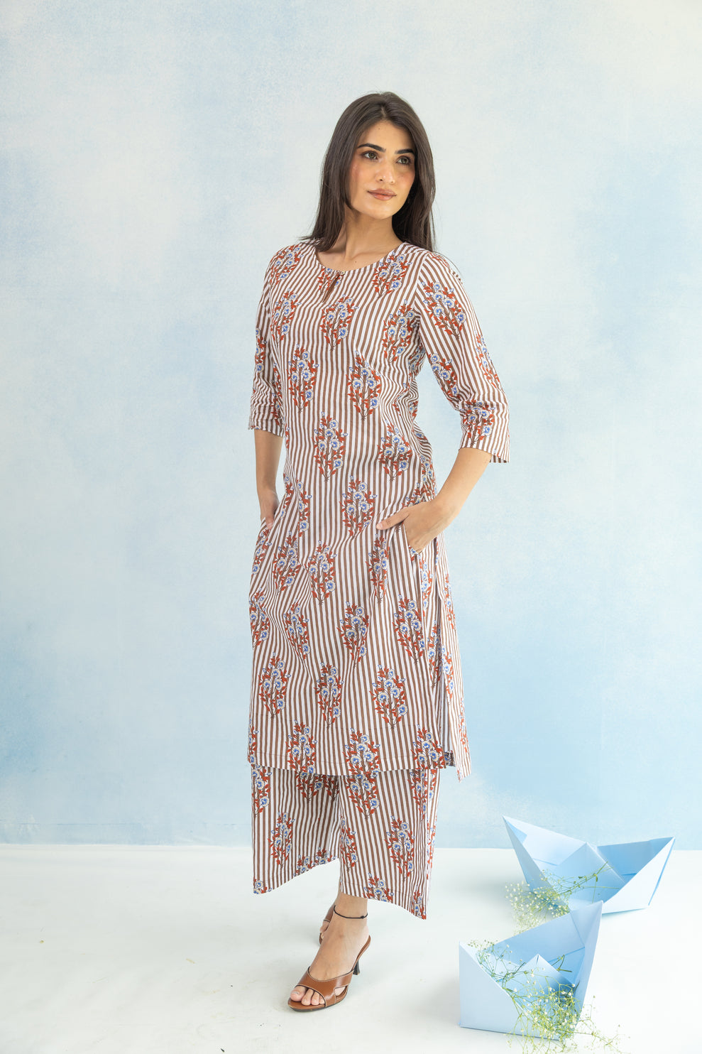 Regular Cotton Kurta – Brown