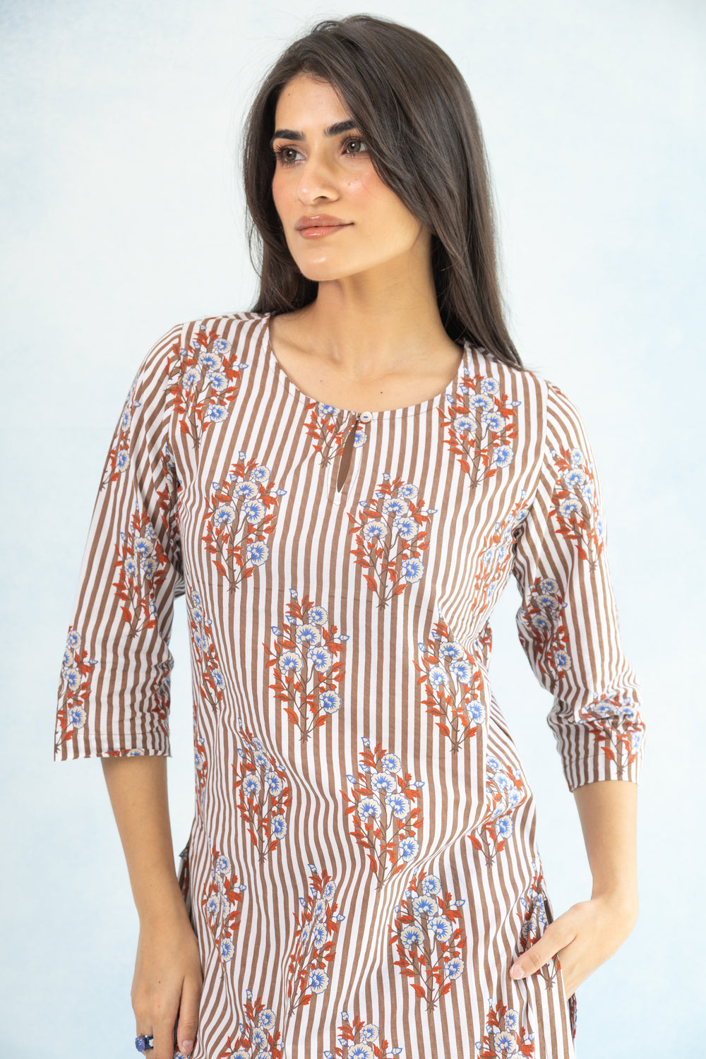 Regular Cotton Kurta – Brown