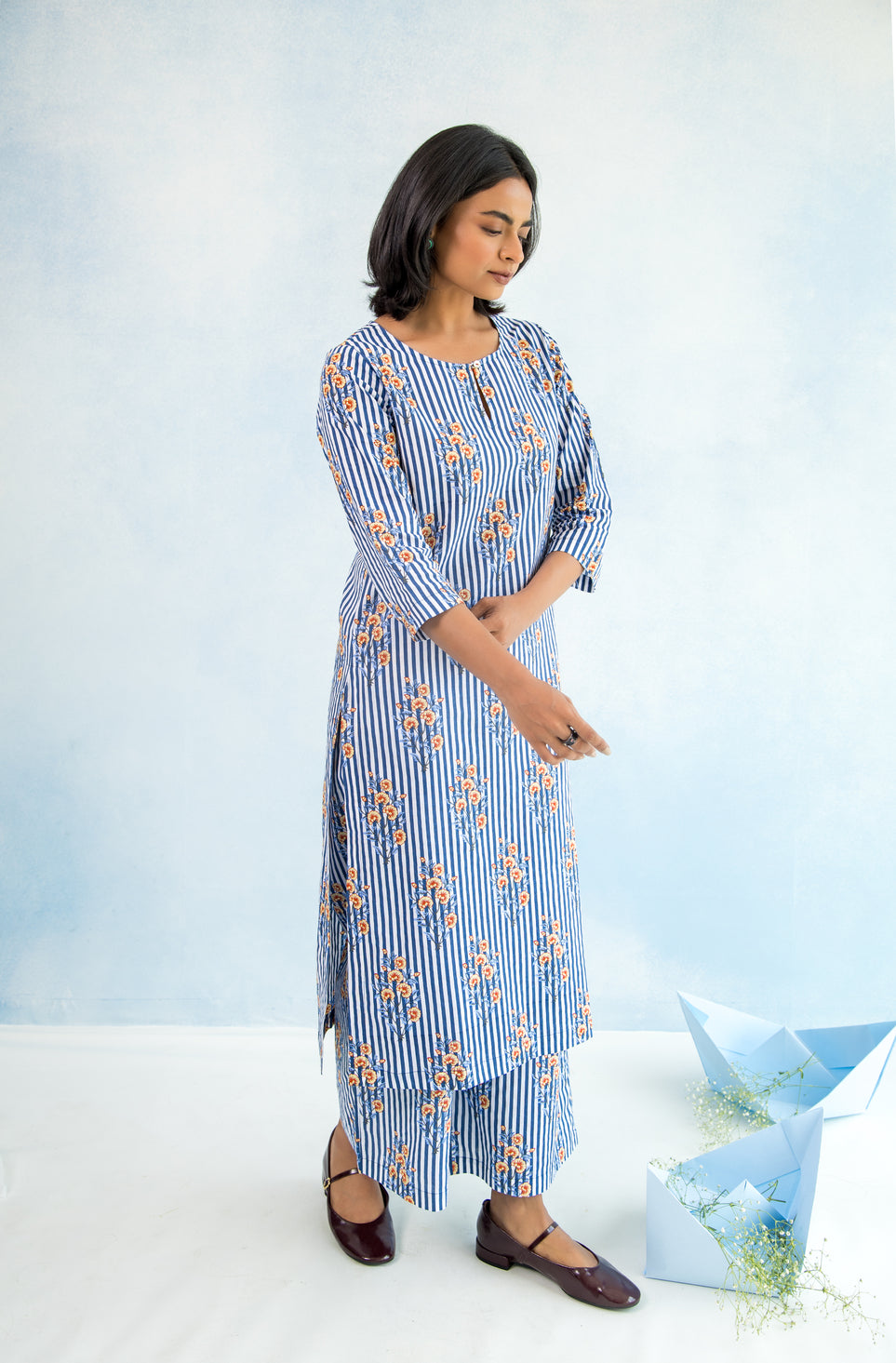 Regular Cotton Kurta – Blue