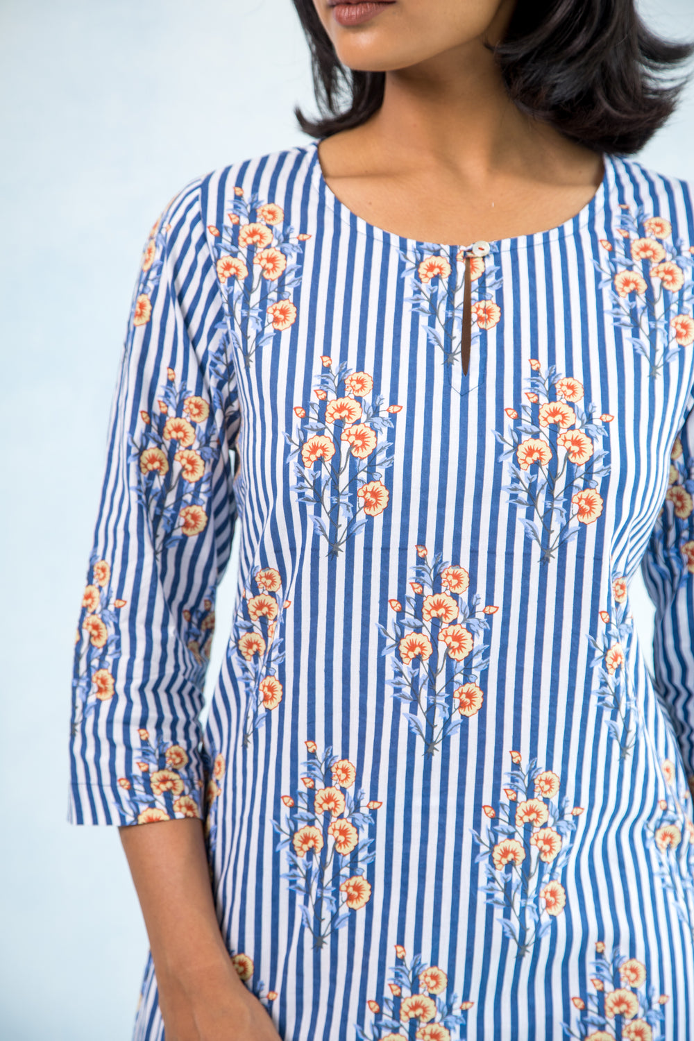 Regular Cotton Kurta – Blue