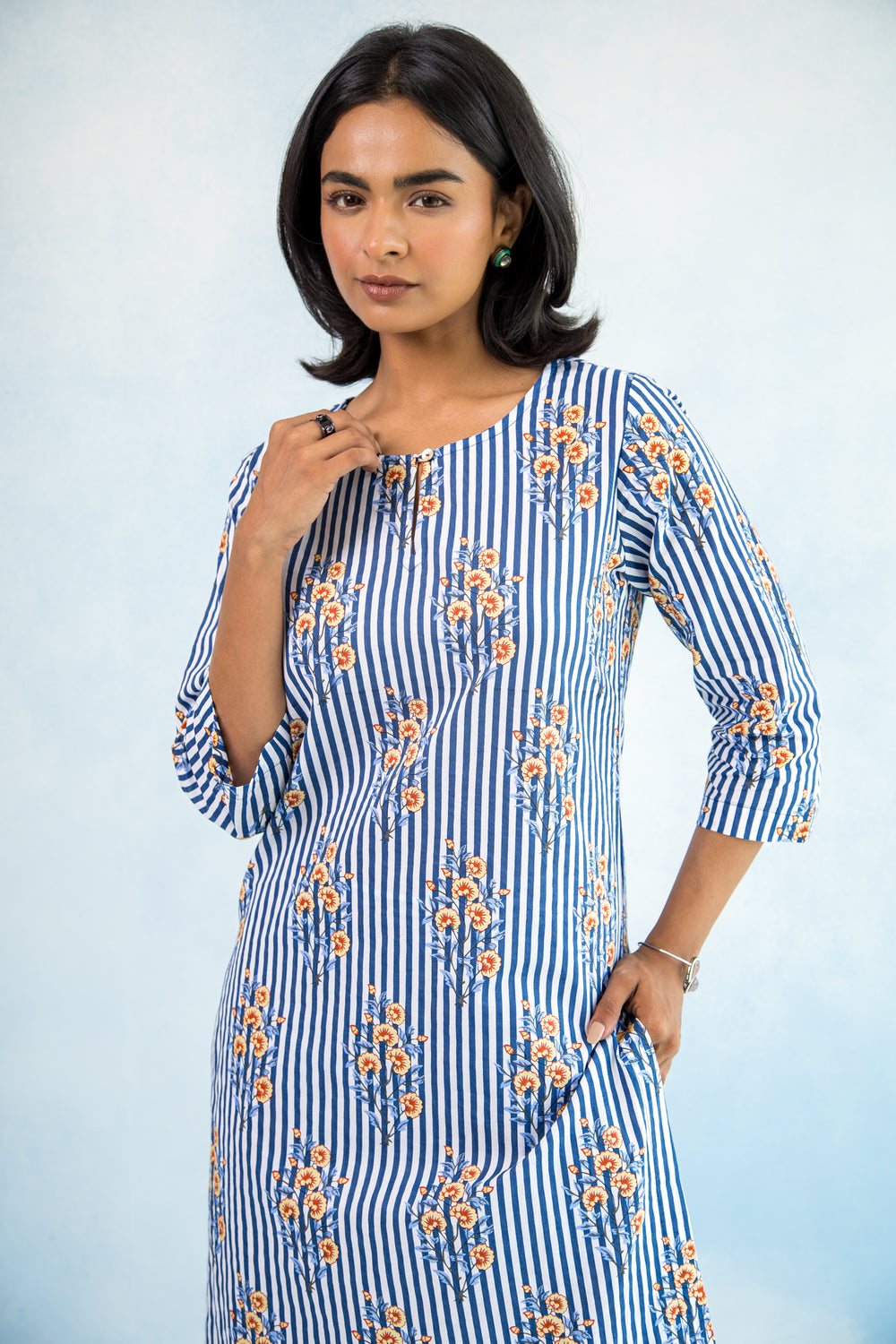 Regular Cotton Kurta – Blue