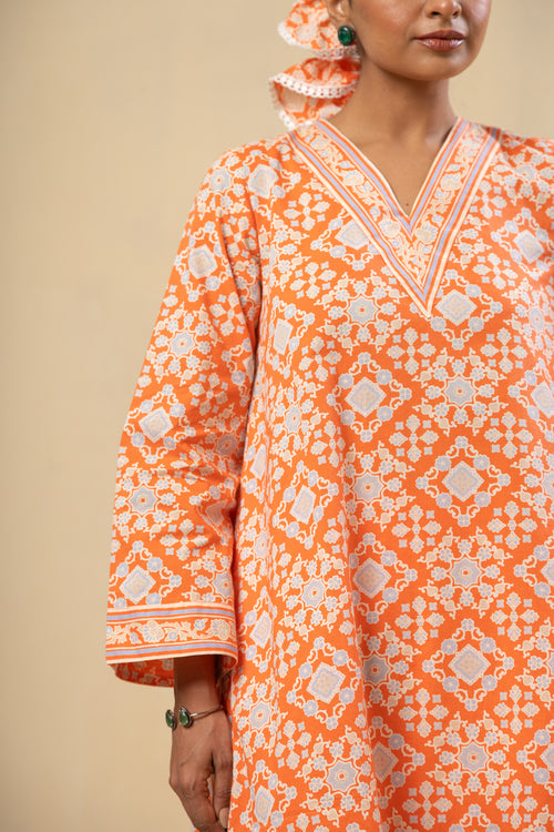 V Neck Bell Sleeve Tunic – Coral