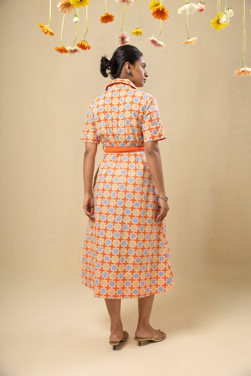 Tie Waist Midi Dress – Coral
