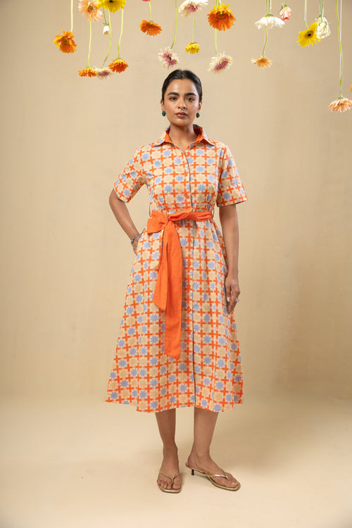 Tie Waist Midi Dress – Coral