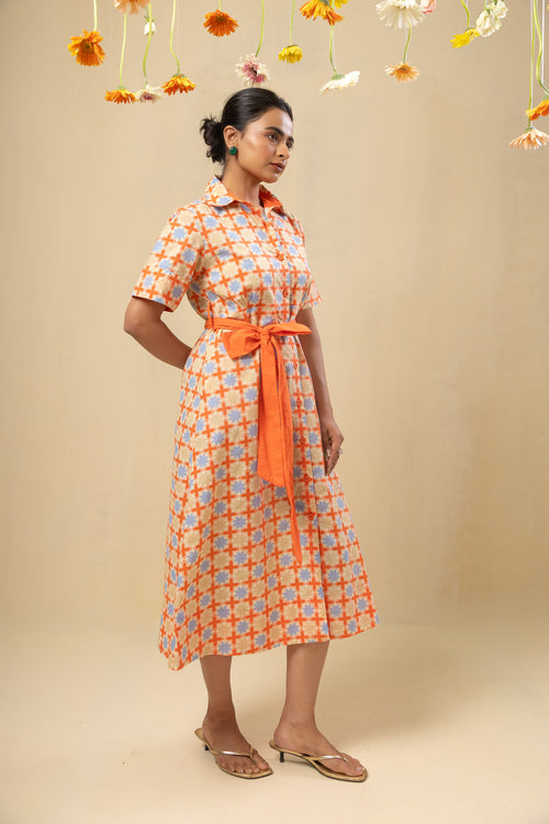 Tie Waist Midi Dress – Coral