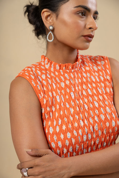 Sleeveless Smocked Maxi Dress – Coral