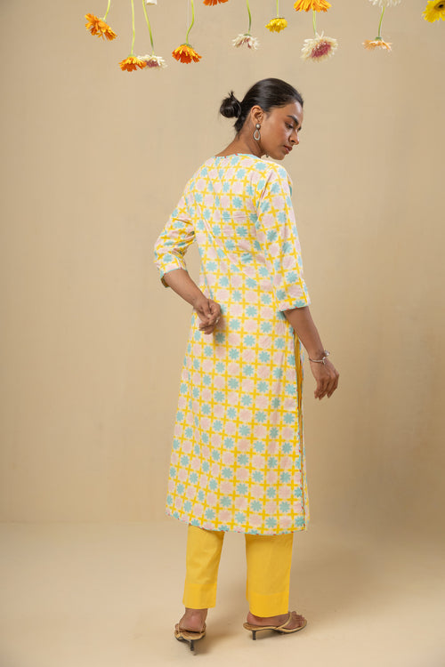 Raagini Cotton Kurta – Yellow