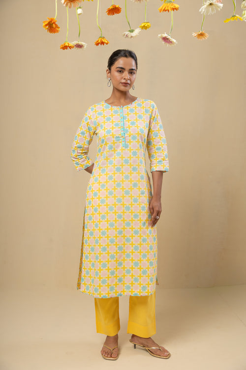 Raagini Cotton Kurta – Yellow