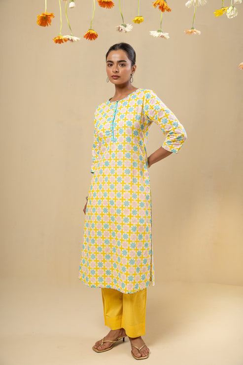 Raagini Cotton Kurta – Yellow