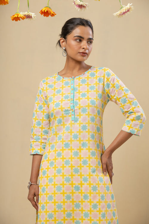 Raagini Cotton Kurta – Yellow