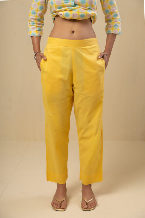 Tapered Cotton Pant-Yellow