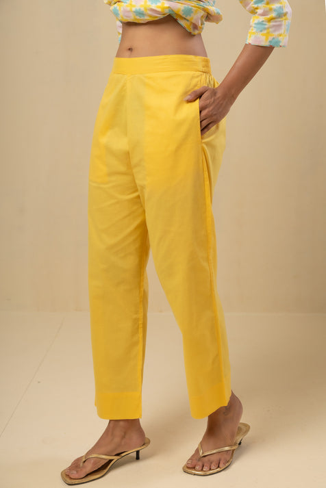 Tapered Cotton Pant-Yellow
