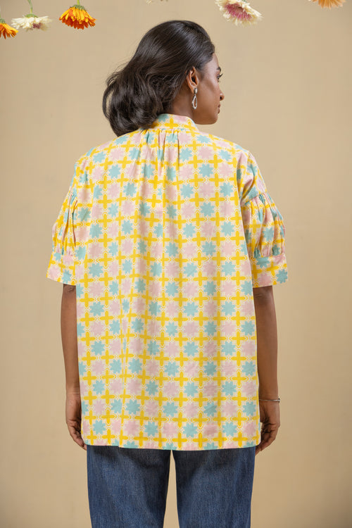 Bloom Cotton Shirt-Yellow