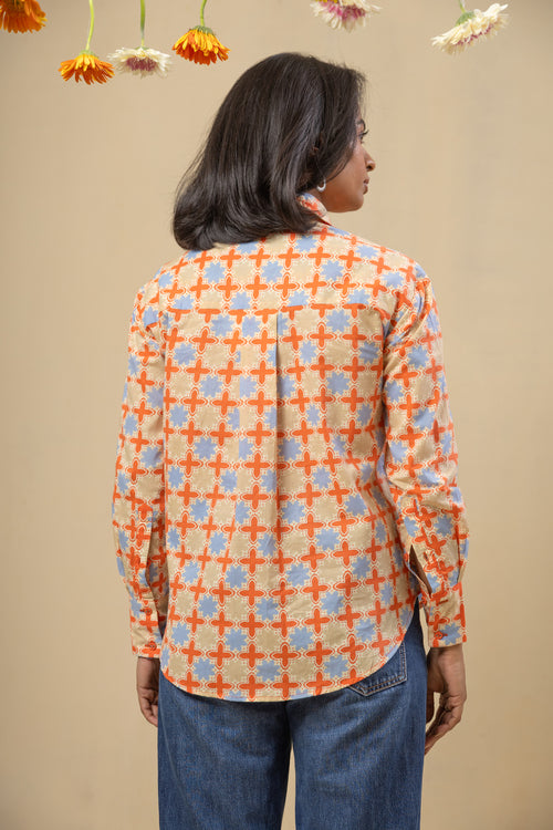 Boyfriend Cotton Shirt-Coral